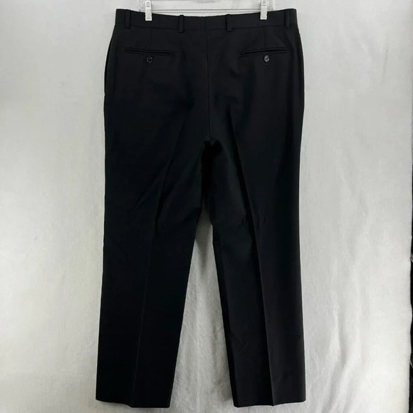 Tommy Hilfiger Men's Pants Sz 36x30 Black Classic Straight Leg Pure Wool Trouser - Picture 2 of 11